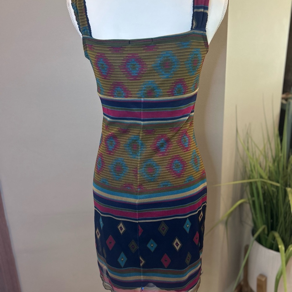 Hana Printed Bodycon Dress Boho Southwestern Sleeveless Stretch S - Picture 6 of 8